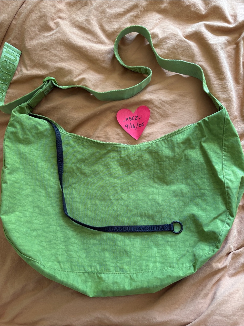 Used Green Juice Baggu Large Nylon Crescent